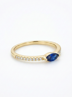 Fedina Aura Marquise Argento925 Placcato Oro18k Zirconi Centrale Blu Fofo Somani