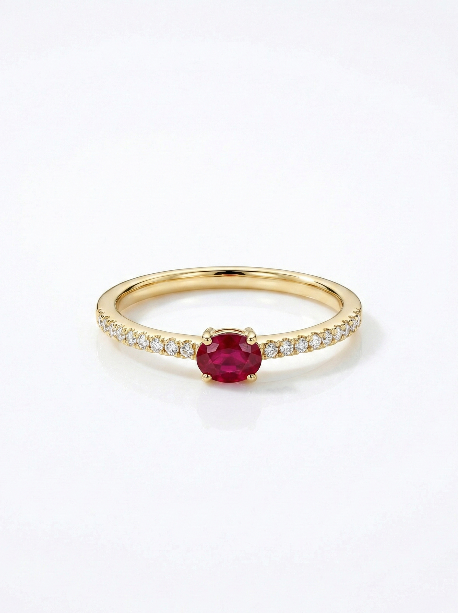 Fedina Luce Sottile Argento925 Placcato Oro18k Zirconi Centrale Rosso Fofo Somani