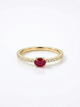 Fedina Luce Sottile Argento925 Placcato Oro18k Zirconi Centrale Rosso Fofo Somani