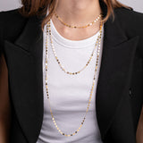 Collana Laser 3 Giri Saldata Lunga Argento 925 e Oro 18k