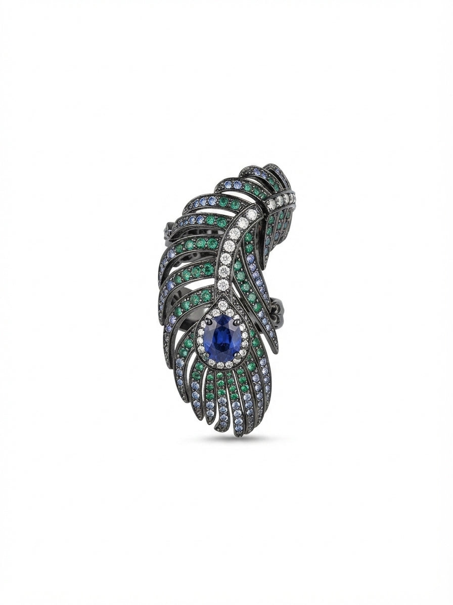 Anello Piuma Pavone