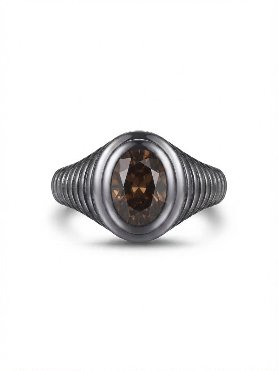 Anello da Mignolo Ovale Zigrinato