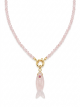 Collana Fish Quarzo Rosa