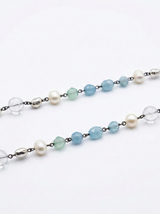 Prenite, Acquamarina, Cristallo Di Rocca, Perle di Acqua Dolce Ed Ematite Rodiata