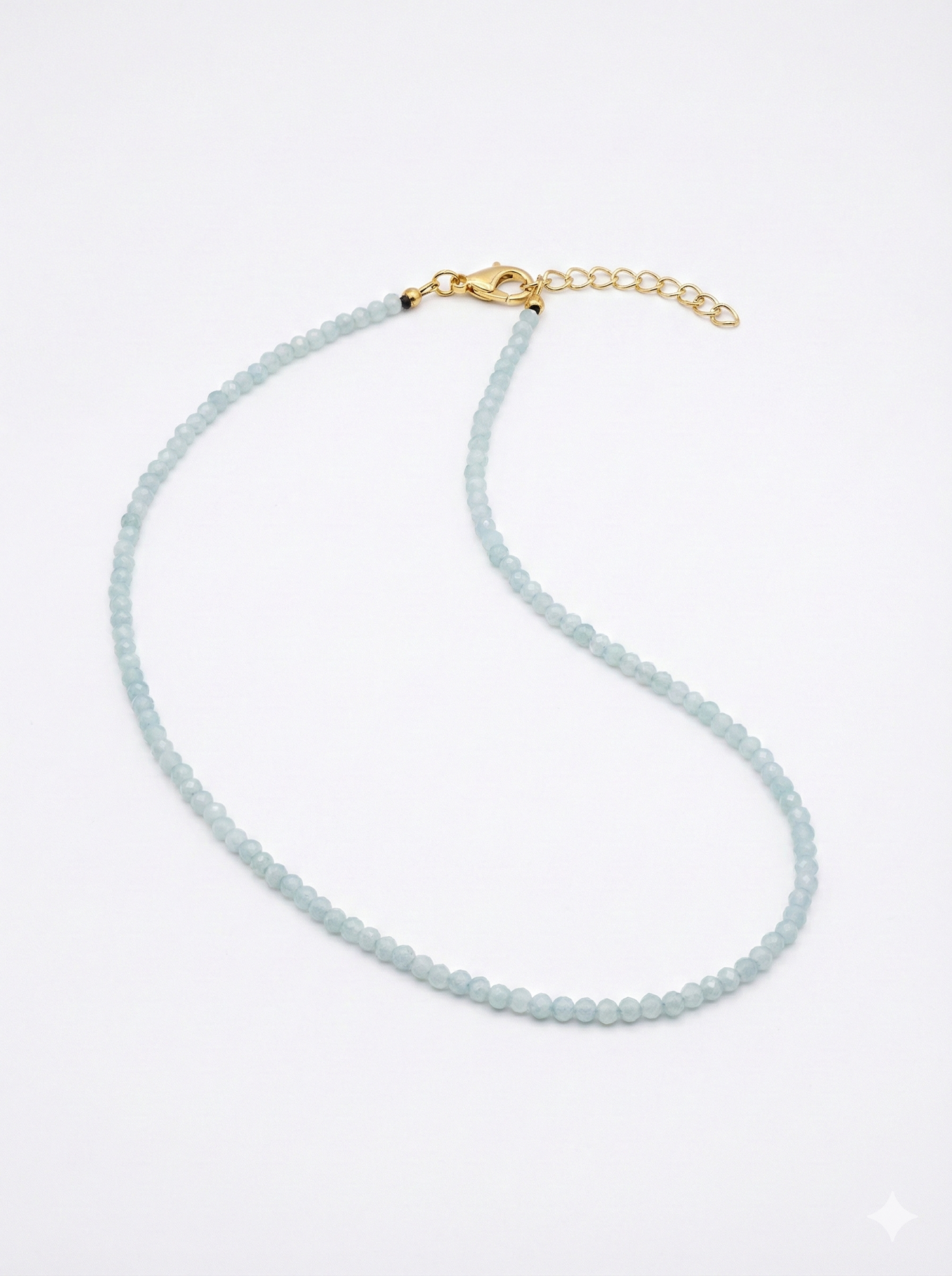 Girocollo Acquamarina naturale chiusura Argento925 placcato oro 18k Fofo Somani