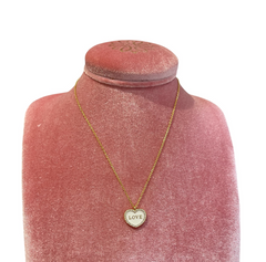 Girocollo Love Argento925 Placcato Oro18k Smalto Celeste e Zirconi Fofo Somani