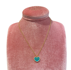 Girocollo Love Argento925 Placcato Oro18k Smalto Celeste e Zirconi Fofo Somani