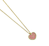 Girocollo Love Argento925 Placcato Oro18k Smalto Rosa e Zirconi Fofo Somani