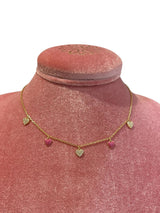Girocollo Pink Love Argento925 Placcato Oro18k Zirconi Smalto Fofo Somani