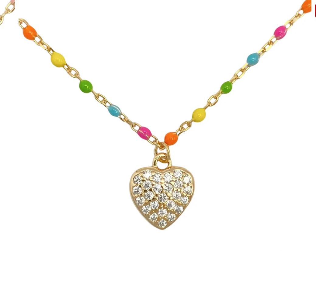 Girocollo Smaltato Multicolor
Cuore Argento925 Placcato Oro18k Zirconi Fofo Somani