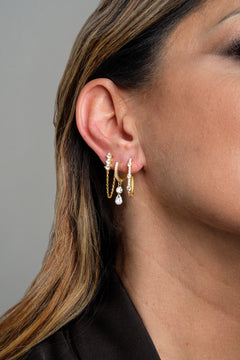 Mix And Match Monorecchino Gold Chain Argento925 Placcato Oro18k Zirconi Fofo Somani
