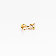 Mono Orecchino Gea argento 925 placcato oro 18k e zirconi baguette Fofo Somani