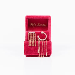 Mono Orecchino Ila Orecchino pendente in argento 925 placcato oro 18k con zirconi Fofo Somani Confezione