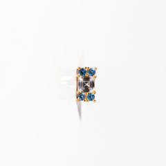 Mono Orecchino Ocean argento 925 placcato oro 18k e zirconi celesti Fofo Somani
