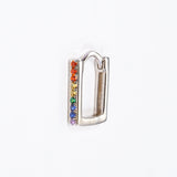 Mono Orecchino Rainbow Orecchino squadrato in argento 925 rodiato e zirconi multicolor Fofo Somani
