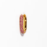 Mono Orecchino Rettangolare argento 925 placcato oro 18k e zirconi Fucsia incastonati Fofo Somani