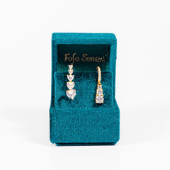 Mono Orecchino Vea Orecchino con 5 cuori crescenti in argento 925 placcato oro 18k e zirconi Confezione Fofo Somani