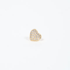 Mono Orecchino Cuore Argento 925 Placcato Oro con Zirconi Fofo Somani