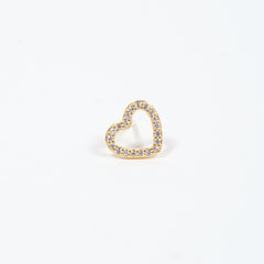 Mono Orecchino Cuore Vuoto Argento 925 placcato Oro con Zirconi Fofo Somani