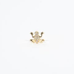 Mono Orecchino Frog Argento 925 placcato Oro con Zirconi Fofo Somani