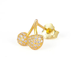 Monorecchino Cherry Gold Dettaglio Argento925 Placcato Oro18k Zirconi Fofo Somani
