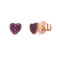 Monorecchino Cuore Petit Rose Argento925 Placcato Oro Rosa Zirconi Rosa Fofo Somani