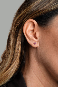 Monorecchino Cuore Petit Rose Modella Argento925 Placcato Oro Rosa Zirconi Rosa Fofo Somani