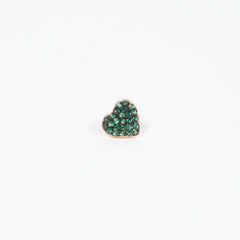 Monorecchino Cuore Rose Argento925 Placcato Oro Rosa Zirconi Verde Fofo Somani