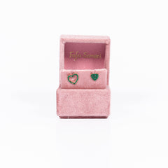 Monorecchino Cuore Rose Argento925 Placcato Oro Rosa e Zirconi Verde Fofo Somani Confezione 