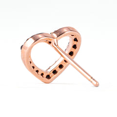 Monorecchino Cuore Vuoto Black Dettaglio Argento925 Placcato oro rosa zirconi neri fofo Somani  