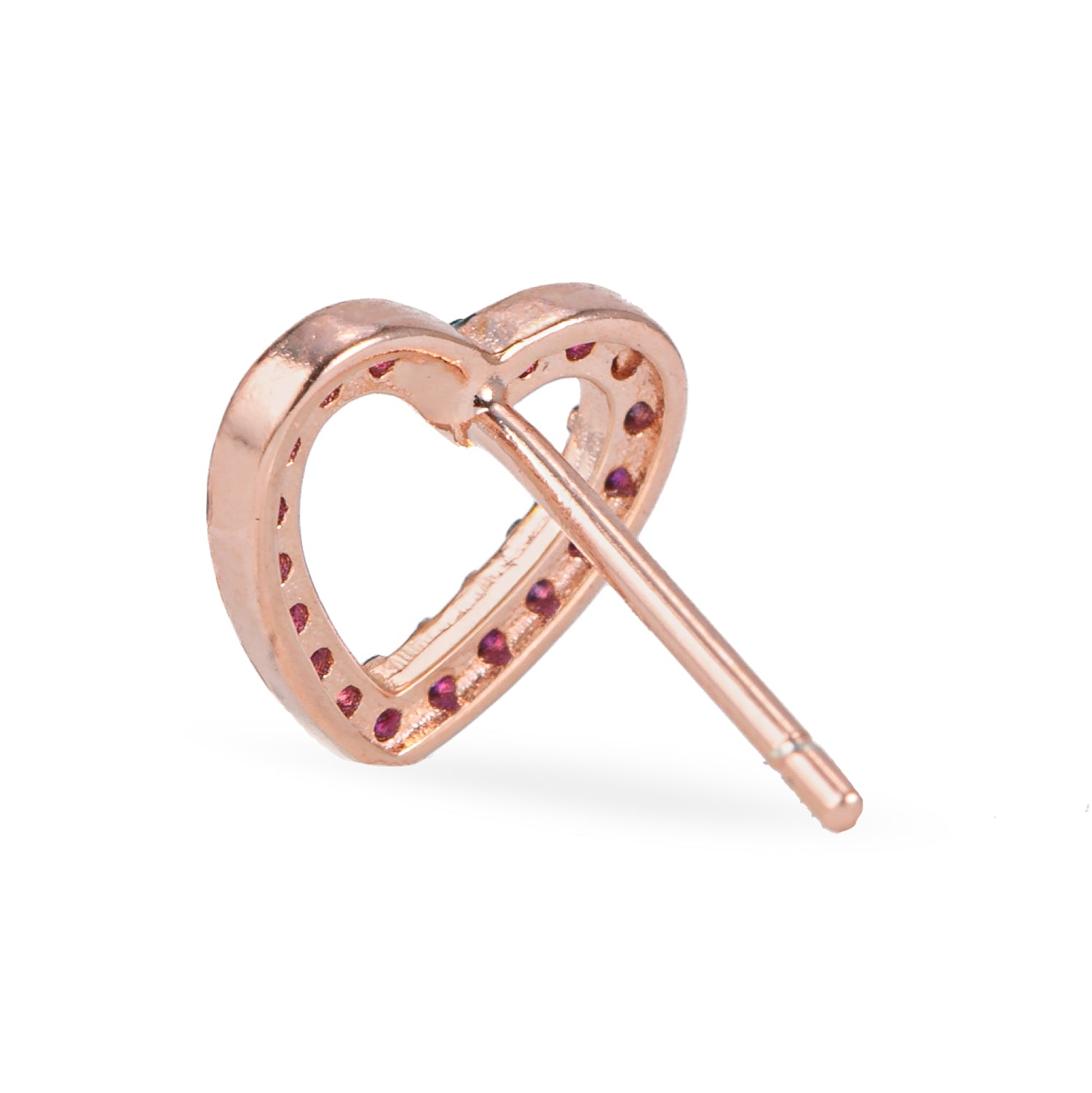 Monorecchino Cuore Vuoto Pink Dettaglio Argento925 Placcato oro rosa zirconi fucsia fofo Somani  