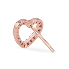 Monorecchino Cuore Vuoto Pink Dettaglio Argento925 Placcato oro rosa zirconi fucsia fofo Somani  