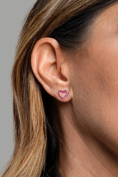 Monorecchino Cuore Vuoto Pink Modella Argento925 Placcato oro rosa zirconi Fucsia fofo Somani  