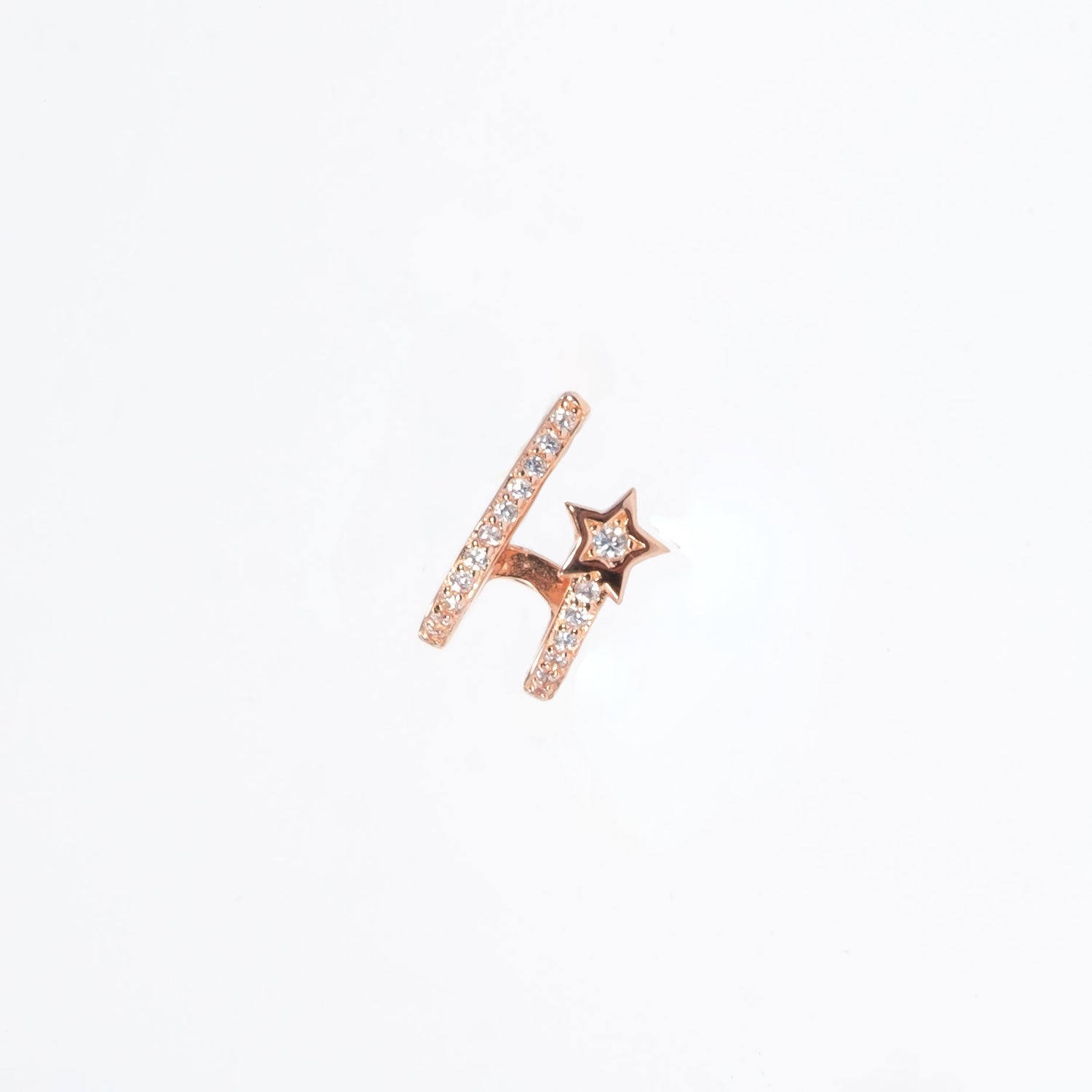 Mono Orecchino Double Star Argento 925 placcato Oro Rosa Fofo Somani