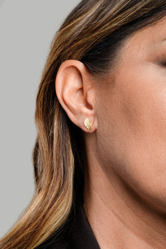 Monorecchino Foglia Modella Argento925 Placcato Oro18k Zirconi Fofo Somani