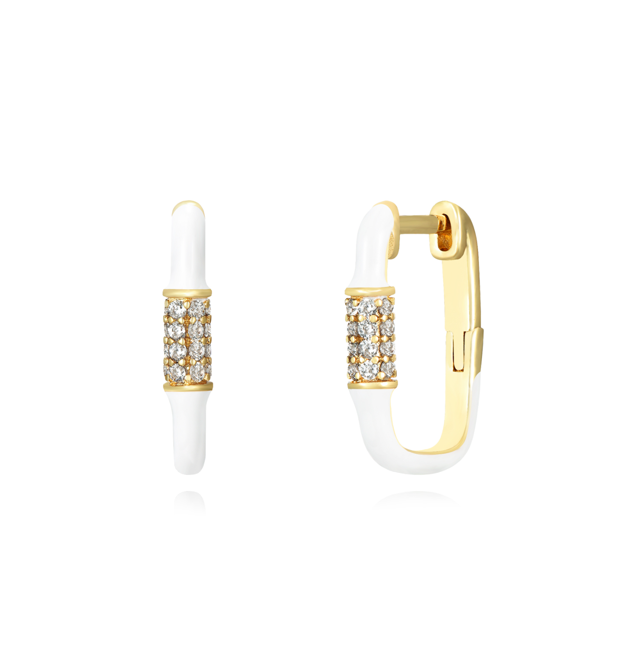 Monorecchino Joy Argento925 Placcato Oro18k Smalto Bianco Zirconi Fofo Somani