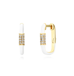 Monorecchino Joy Argento925 Placcato Oro18k Smalto Bianco Zirconi Fofo Somani
