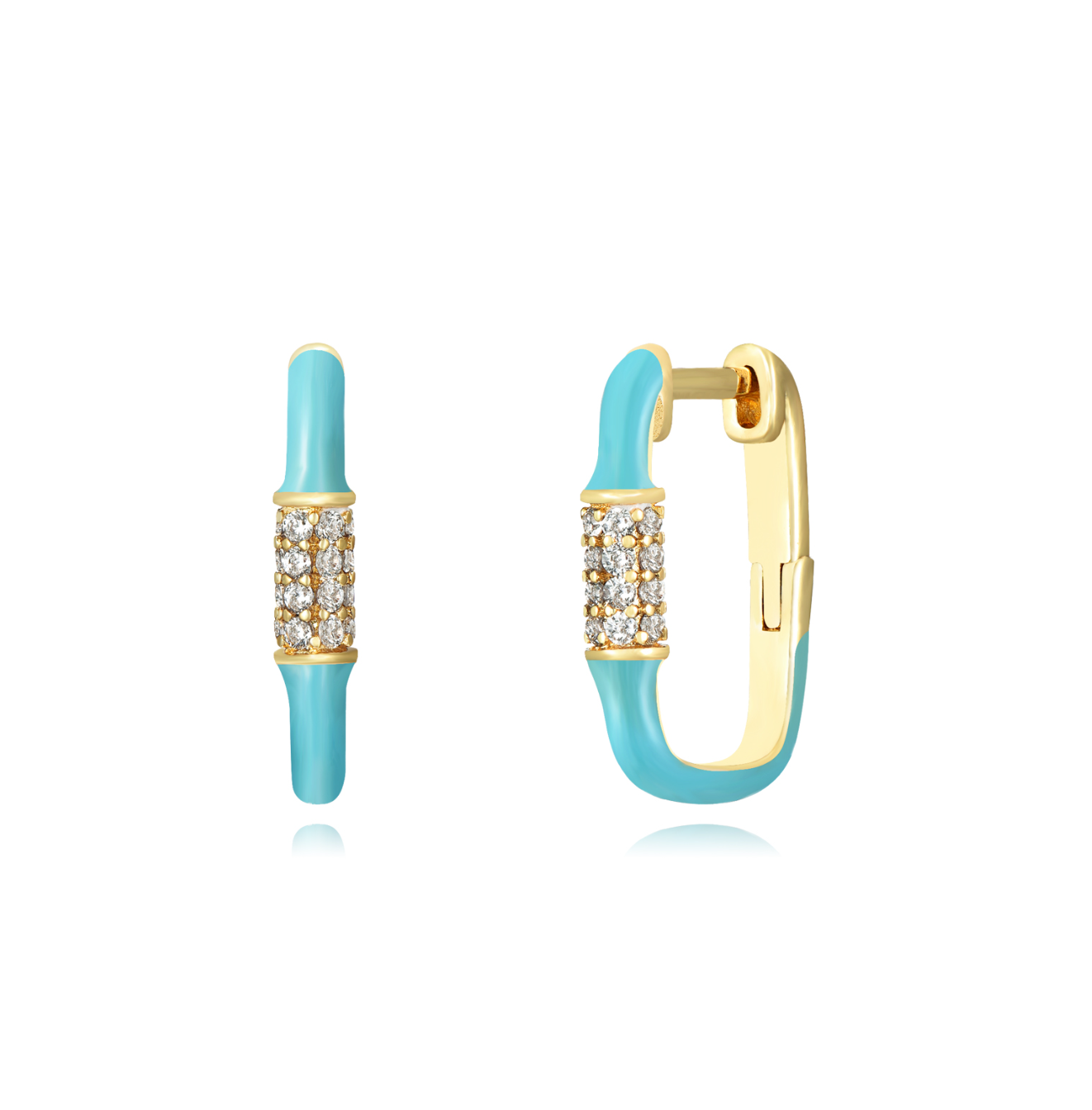 Monorecchino Joy Argento925 Placcato Oro18k Smalto Celeste Zirconi Fofo Somani