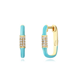 Monorecchino Joy Argento925 Placcato Oro18k Smalto Celeste Zirconi Fofo Somani