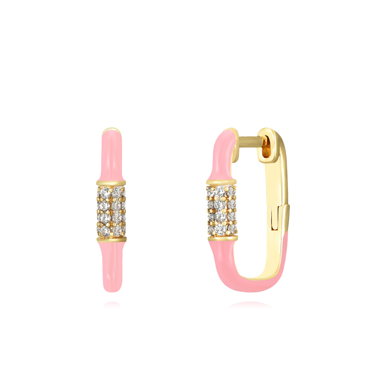 Monorecchino Joy Argento925 Placcato Oro18k Smalto Rosa Zirconi Fofo Somani