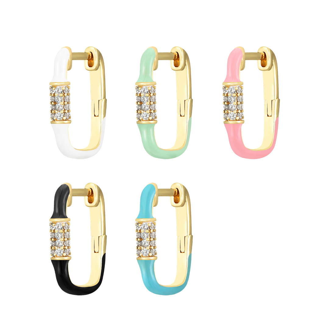 Monorecchino Joy Argento925 Placcato Oro18k Smalto Tutti i Colori Zirconi Fofo Somani