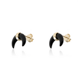 Monorecchino MezzaLuna Argento925 Placcato Oro18k Nero Fofo Somani