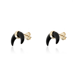 Monorecchino MezzaLuna Argento925 Placcato Oro18k Nero Fofo Somani