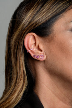 Monorecchino Mix and match Cuore Petit Rose Argento925 Placcato oro rosa zirconi rosa fofo Somani  