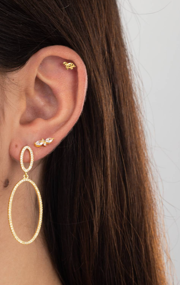 Monorecchino Olivia Modella Argento925 Placcato Oro18k Zirconi Fofo Somani