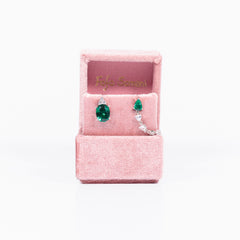 Monorecchino Precious Orecchino in argento 925 rodiato e zirconi Verde Fofo Somani confezione