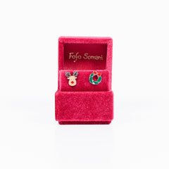 Monorecchino Renna Argento 925 Smalto Natale Fofo Somani confezione
