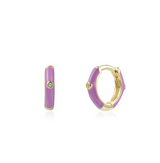 Monorecchino Smaltato Argento925 Placcato Oro18k Zirconi Smalto Lilla Fofo Somani