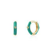 Monorecchino Smaltato Argento925 Placcato Oro18k Zirconi Smalto Ottanio Fofo Somani