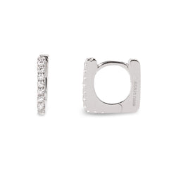 Monorecchino Square Mini White Argento925 Rodiato Zirconi Fofo Somani